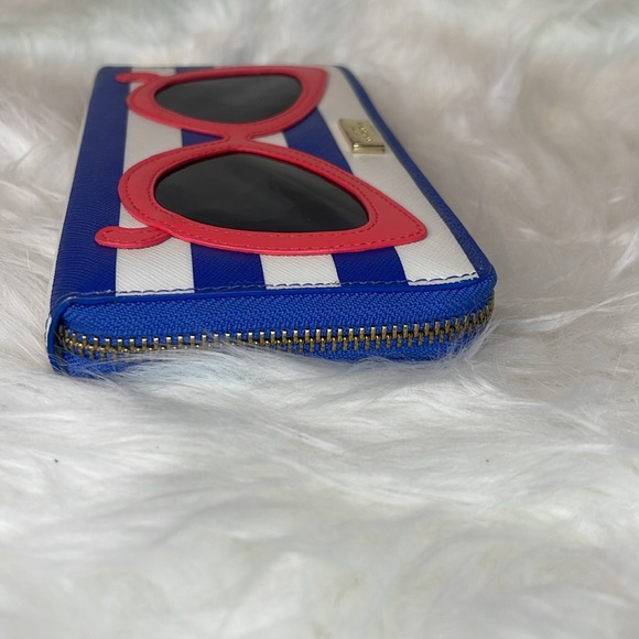 Kate Spade Sunglasses Novelty Bag and wallet Blue and White Striped Bag Set EUC